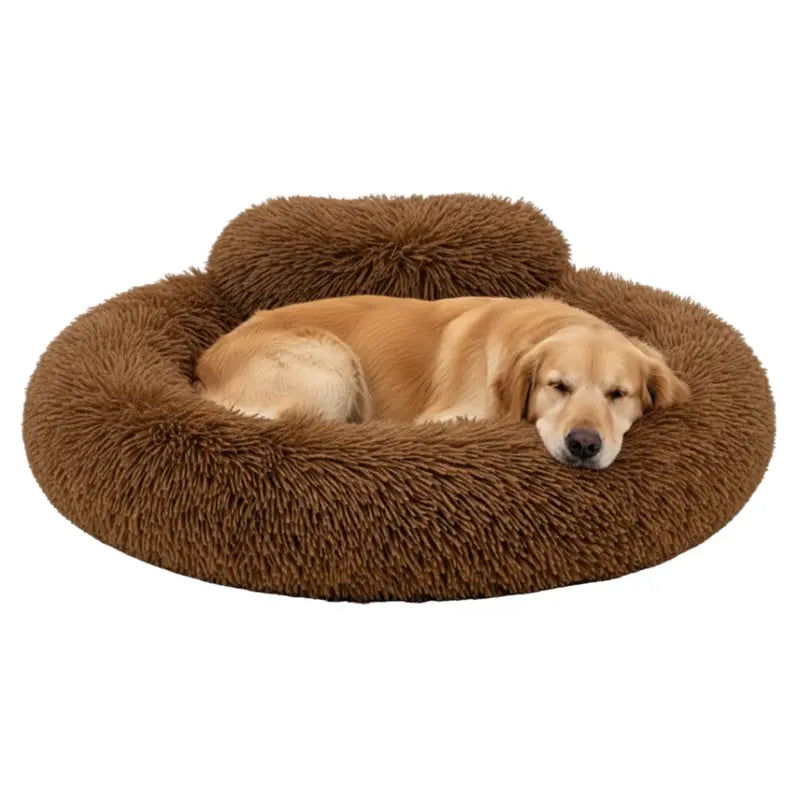Donut-Style Dog Bed with Elevated Rim, Machine-Washable Cover, and Anti-Skid Bottom