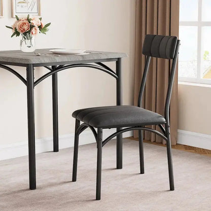Compact 2-Person Dining Set with Upholstered Chairs and Space-Saving Table
