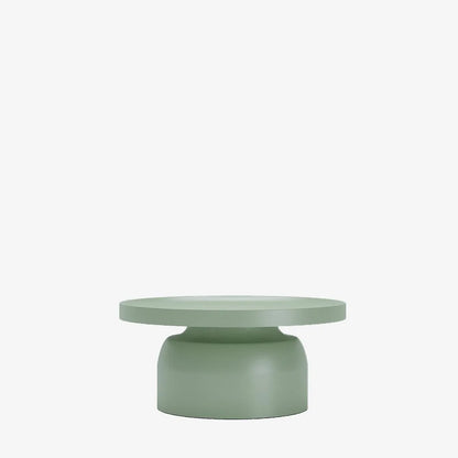 Table basse ronde en métal vert d’eau
