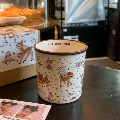 Charming Ceramic Deer-Themed Coffee Mug — Large-Capacity, Stylish Home Drinkware