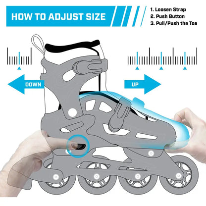 Roller Derby 2n1 Adjustable Boys Skates Small (12-2) Black/Grey