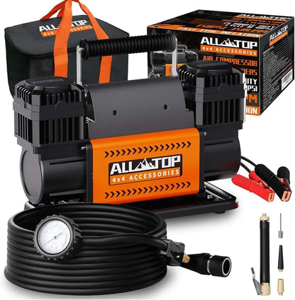 Dual-Cylinder 12V Portable Air Compressor | Off-Road Tire Inflator for Trucks, ATVs & Campers | 12.35 CFM, 150 PSI Max Output