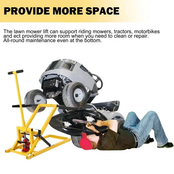 Heavy-Duty Hydraulic Lawn Mower Lift  26-Inch Platform, 500-LB Capacity, Steel-Built for Riding Mowers & ATVs