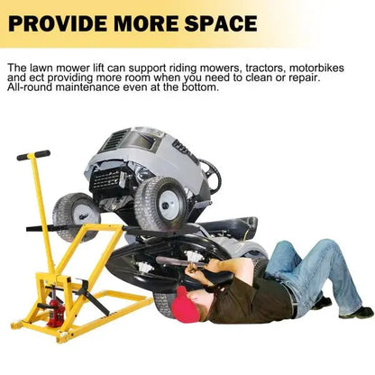 Heavy-Duty Hydraulic Lawn Mower Lift  26-Inch Platform, 500-LB Capacity, Steel-Built for Riding Mowers & ATVs