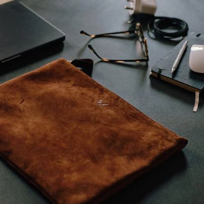 Suede Flight Folio - Tobacco Brown