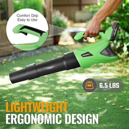 WORKPROX 20V Variable-Speed Cordless Leaf Blower  Includes 4.0Ah Battery and Fast-Charging USB-C Cable