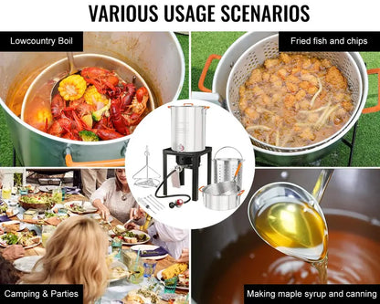 Worcest Outdoor Deep Fryer Kit with Turkey Fryer Pot and Seafood Boiling Accessories