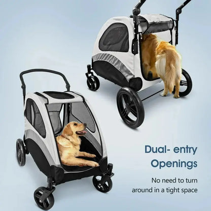 Heavy-Duty Foldable Pet Stroller  Dual-Dog or Multi-Pet Jogger Wagon with 4 All-Terrain Wheels