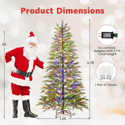 6.5- or 7.5-Foot Hinged Sparse Fir Tree  Multicolor LED Lights and Space-Saving Design