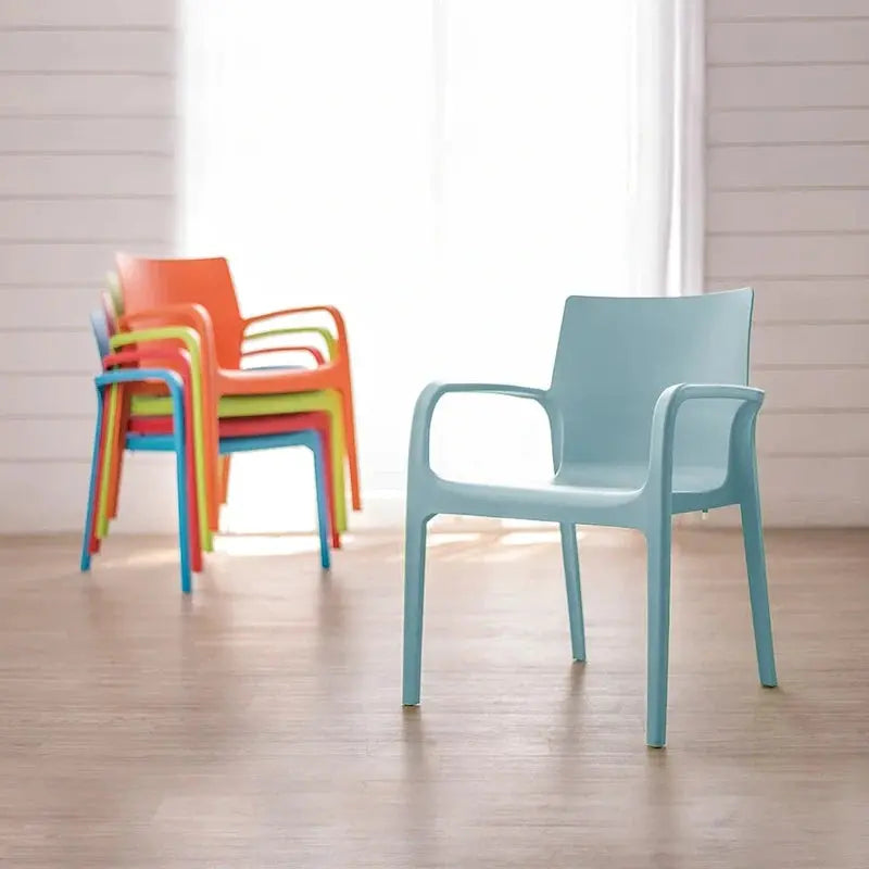 Alissa All-Weather Stackable Dining Armchairs  Resin Outdoor Seating Set of 2