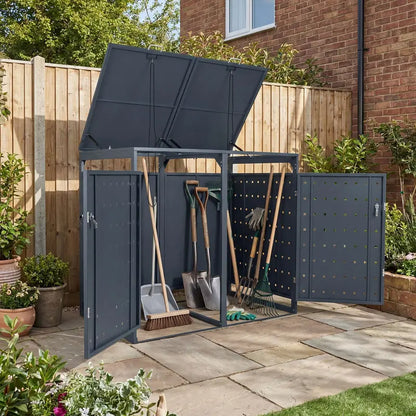44-Cubic-Foot Outdoor Storage Bin with Dual Locking Doors, Gas Struts & Shock Absorption