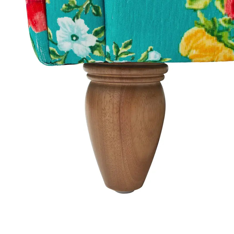 Pioneer Woman Teal Floral Accent Chair with Low Back and Vintage Design