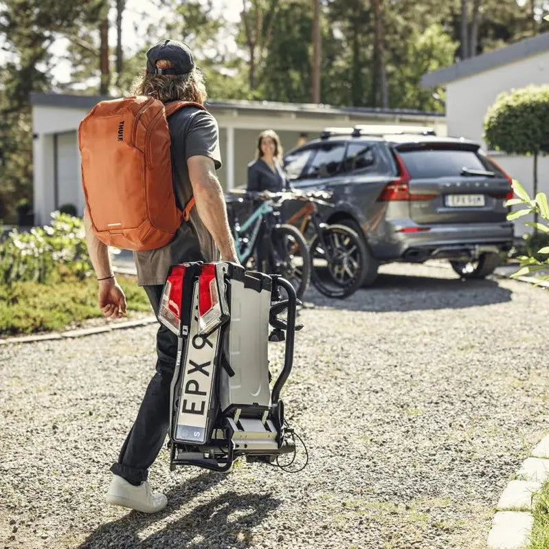 Thule EasyFold XT 2-Bike Towbar Rack  Silver Folding Hitch Mount for Easy Transport