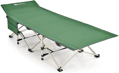 Extra-Wide Folding Camping Cot  Reinforced 28.5-Inch Wide Cot Supporting Up to 882 LB