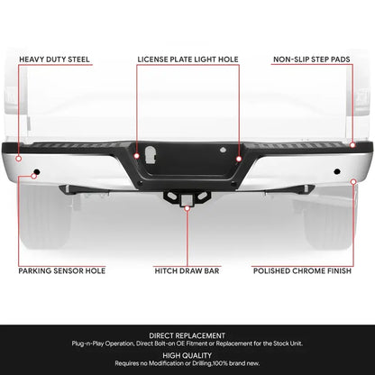 Ford F-150 Rear Step Bumper  Sensor Holes + Towing Package Compatibility (20152020)