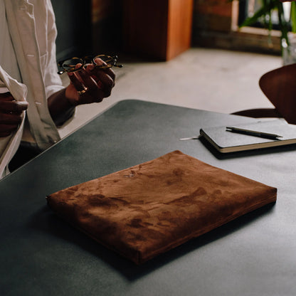 Suede Flight Folio - Tobacco Brown
