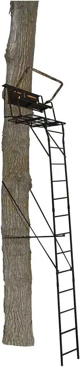 Muddy Partner 2-Man 17ft Heavy-Duty 500lb Capacity Ladder Stand, Black Steel
