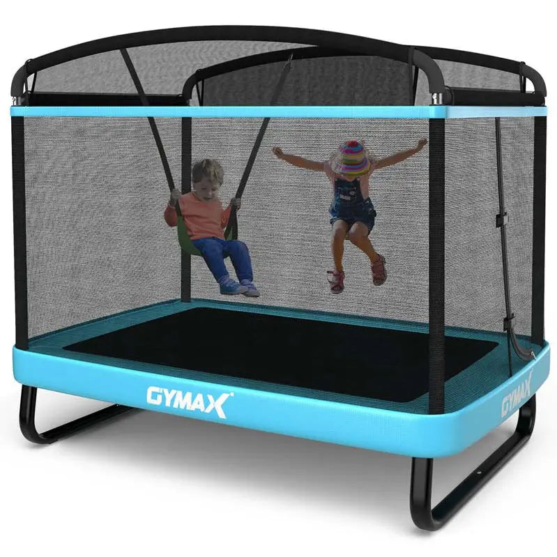 6-Foot Kids’ Trampoline with Enclosed Safety Net, Swing Set, and ASTM-Certified Rectangular Design for Ages 38