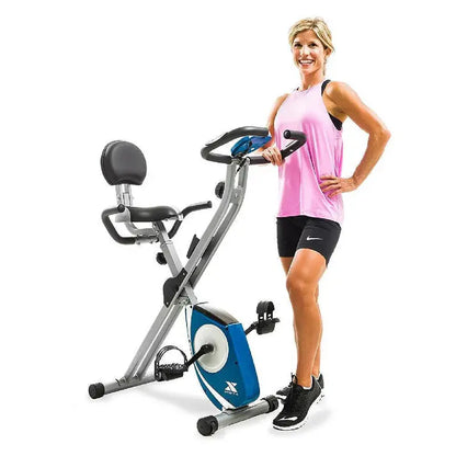 XTerra FB350 Folding Exercise Bike  Silver Indoor Cycling Machine with LCD Monitor