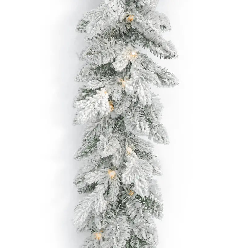 Seasonal LLC 6ft Flocked Pine Garland with RGBW LED Lights, Remote Control, Battery Operated, Indoor/Outdoor