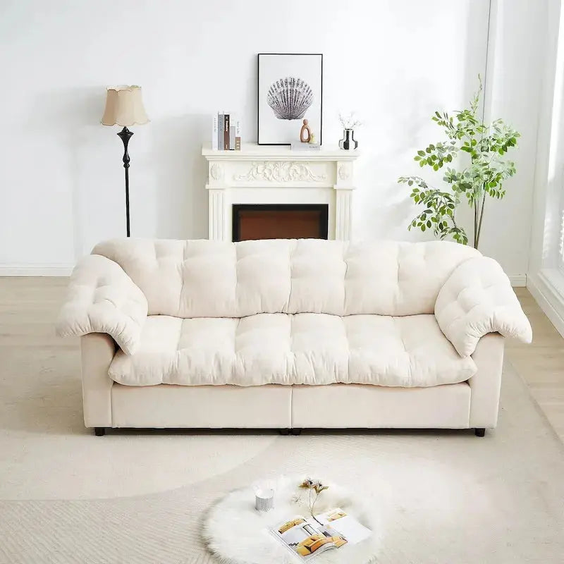 Chenille Deep-Seat Cloud Sofa — Plush Upholstered Comfort Sofa with Extra-Soft Backrest and Seat Cushions