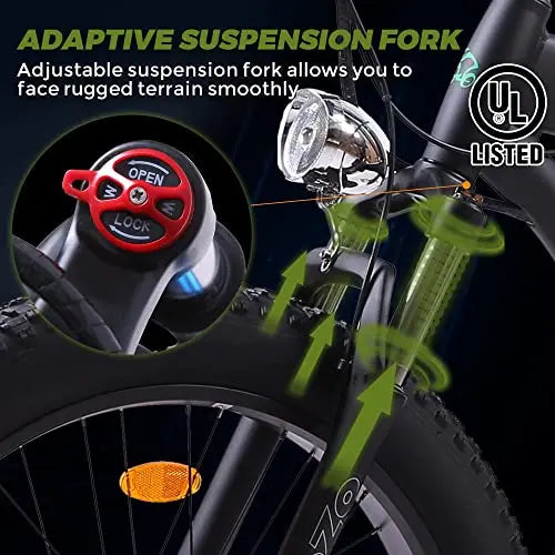 750W Fat-Tire Electric Bike  26″ All-Terrain Ebike with Removable Battery