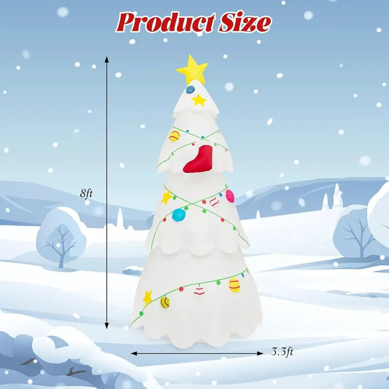 Tangkula 8ft Inflatable Christmas Tree with LED & Rotating Lights, Indoor/Outdoor Holiday Decoration, Tear-Resistant Polyester