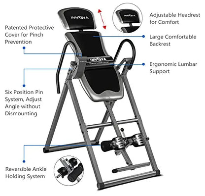 HEALTH AND FITNESS ITX9600 Inversion Table  Heavy-Duty Steel Frame with Adjustable Ankle Holders