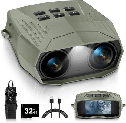 5K Resolution Night Vision Binoculars  Infrared Imaging with 10X Zoom, 3″ Display, Built-in Flashlight, 5000mAh Battery
