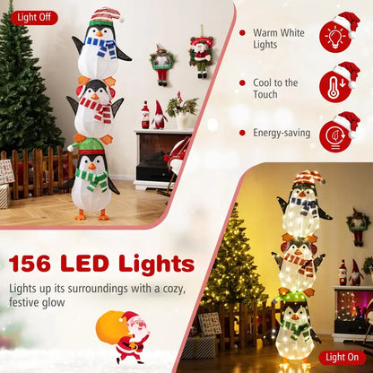 Lighted Penguin Holiday Decor  Charming Animated Figures with Warm White LEDs & Festive Hats