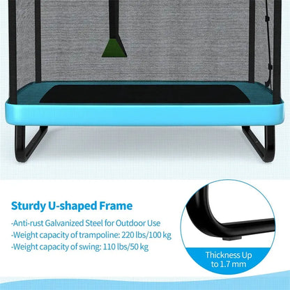 6-Foot Rectangular Kids Trampoline  ASTM-Certified Indoor/Outdoor Bouncer with Enclosure and Swing (220 lb Max)