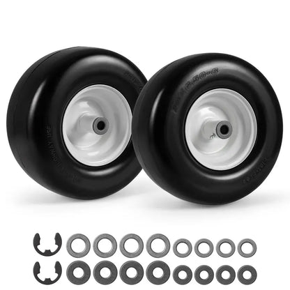 2-Pack 13 x 6.50-6 Flat-Free Tires & Wheels  Maintenance-Free Solid Rubber Design