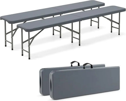 6-Foot Heavy-Duty Plastic Folding Bench  1320 lb Weight Capacity, Lightweight Portable Design
