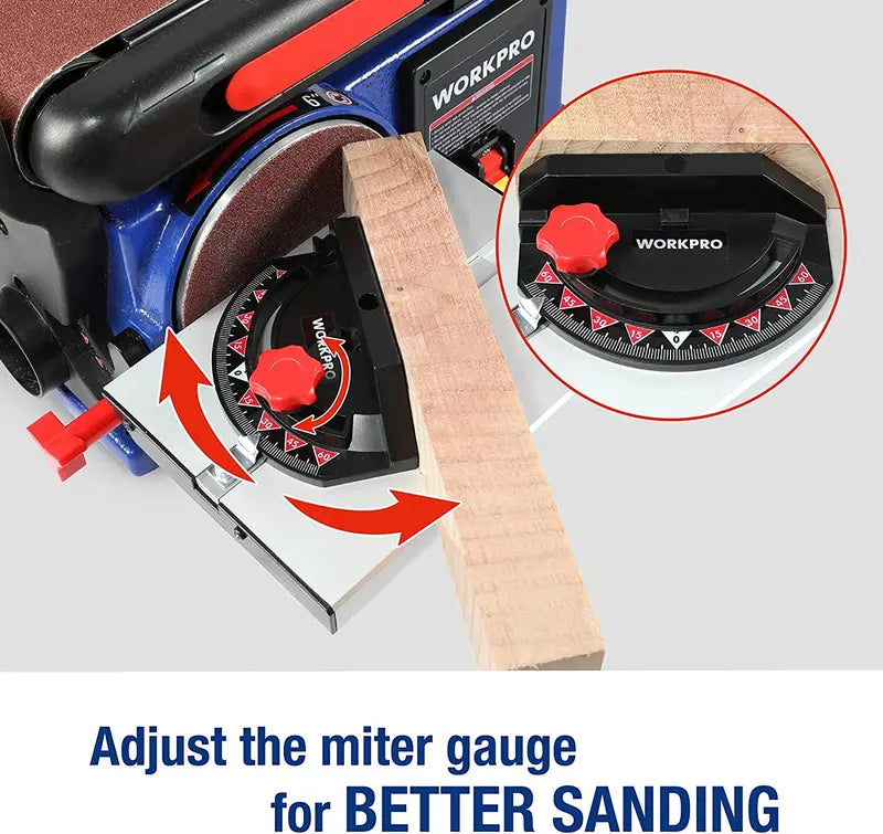 WORKPRO 4″ x 36″ Belt & 6″ Disc Sander Combo  Cast Iron Base with 6 Sanding Belts for Woodworking