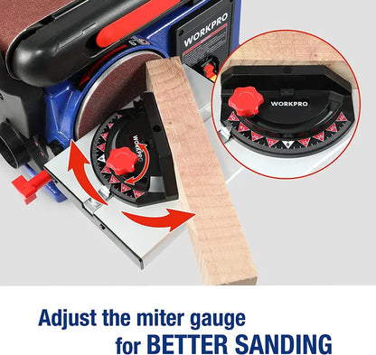 WORKPRO 4″ x 36″ Belt & 6″ Disc Sander Combo  Cast Iron Base with 6 Sanding Belts for Woodworking