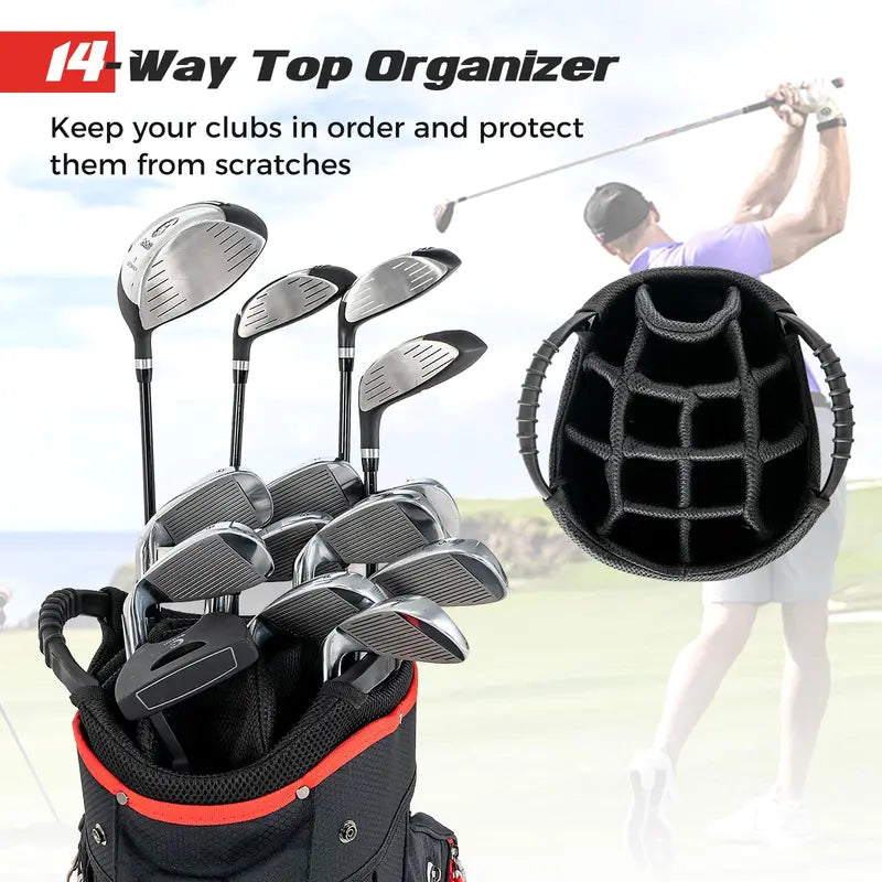 Lightweight 14-Way Golf Bag  Compact Travel-Friendly Club Carrier with Dual Straps