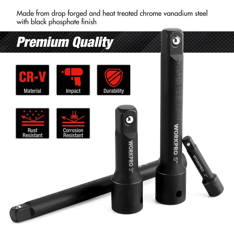 WORKPRO 9-Piece Impact Driver Extension Bar Kit  Durable Hex-Shank Extensions