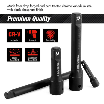 WORKPRO 9-Piece Impact Driver Extension Bar Kit  Durable Hex-Shank Extensions