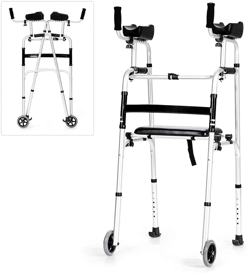 Lightweight Aluminum Foldable Walker  Durable Rehab Support Frame