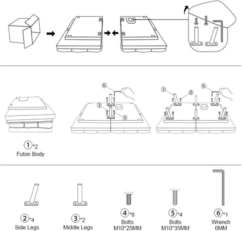 Modern Futon Sofa Bed  Memory Foam Cushioned Convertible Couch with Supportive Sleep Surface
