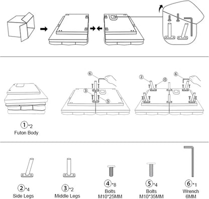 Modern Futon Sofa Bed  Memory Foam Cushioned Convertible Couch with Supportive Sleep Surface