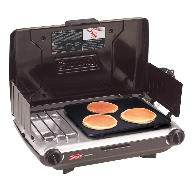 Coleman Tabletop 2-in-1 Camping Grill & Stove, 20,000 BTUs, 4 Burners, PerfectHeat, 130 sq. in. Grilling Area