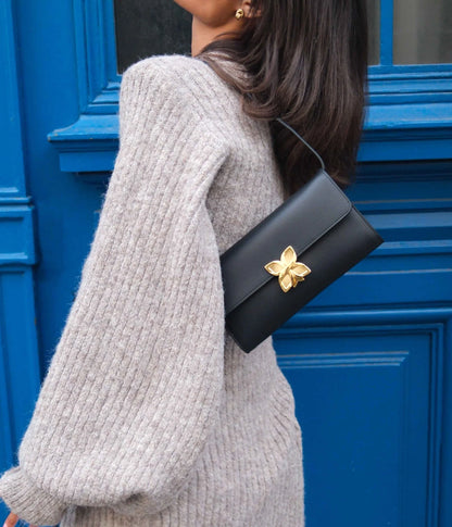 Hortensia Clutch | Noir Lisse