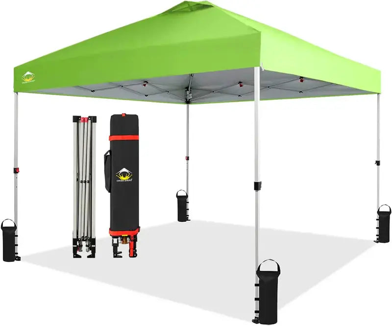 10×10 One-Click Pop-Up Awning  Silver-Coated Sunshade Canopy for Beach, Picnic & Outdoor Events