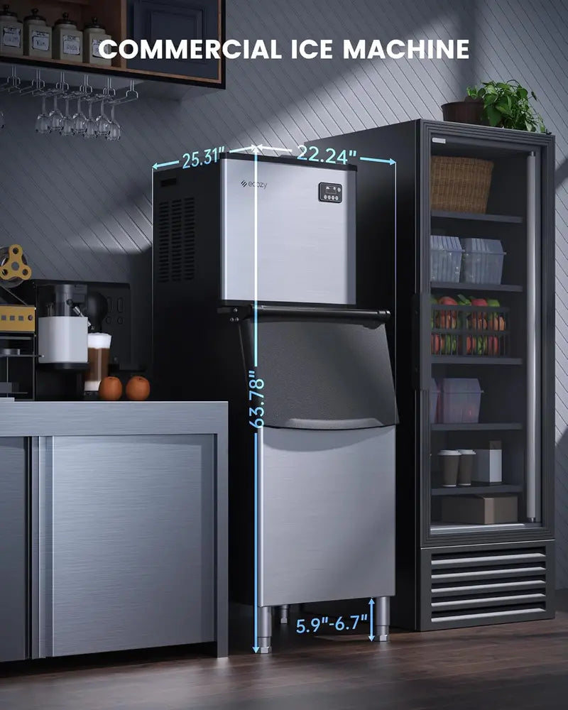 ecozy Countertop Ice Maker  9 Cubes in 6 Minutes, 26 lbs/Day Output, Self-Cleaning Function for Home, Office, or RV Use