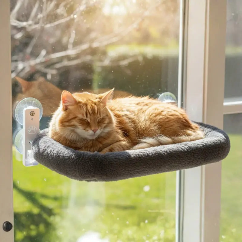Window-Mounted Cat Hammock with Detachable Cushion and Reinforced Metal Frame