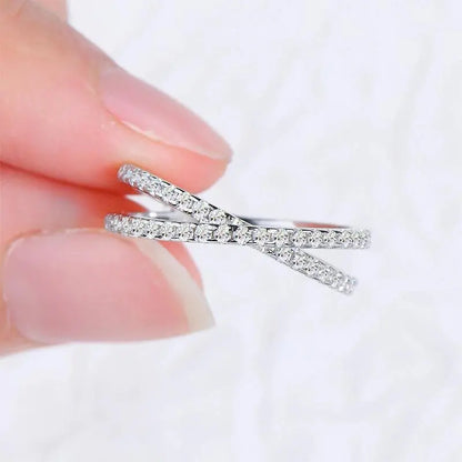 Eternity Cross-Over Band Ring in Premium Metal