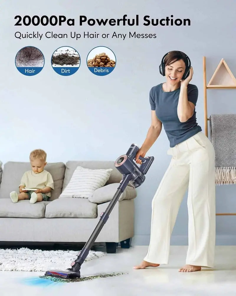 Homeika H016 Cordless Vacuum  20KPa Suction, 200W Motor, 1.5L Dustbin, Blue LED Display, Lightweight Design