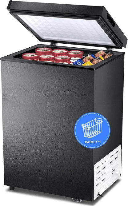 Kismile 3.0 Cu. Ft. Compact Top-Opening Chest Freezer with Dual Removable Baskets