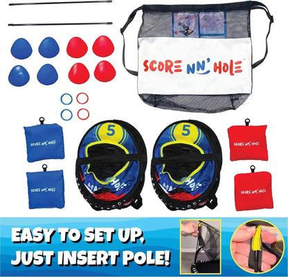 Floating Pool Game  Combines Stone Skipping & Cornhole for Fun in Water, Lakes or Pools